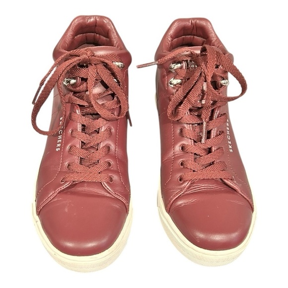 Skechers Street Los Angeles Sneakers Rise Fit Burgundy Leather Women’s 7.5 VGC - Picture 7 of 10